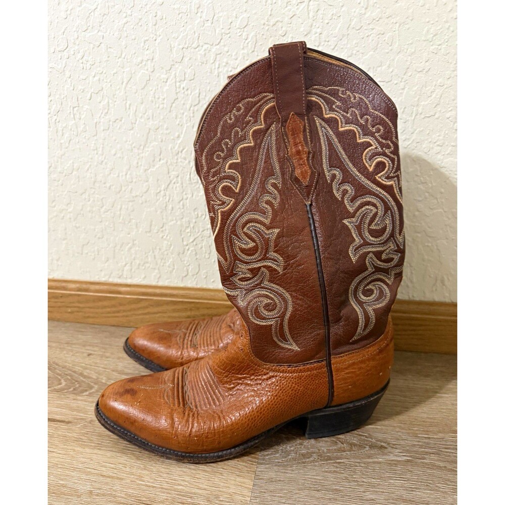 Luchesse 2000 Mens Western Cowboy Boots Brown Leather Embroidered US Size 10D